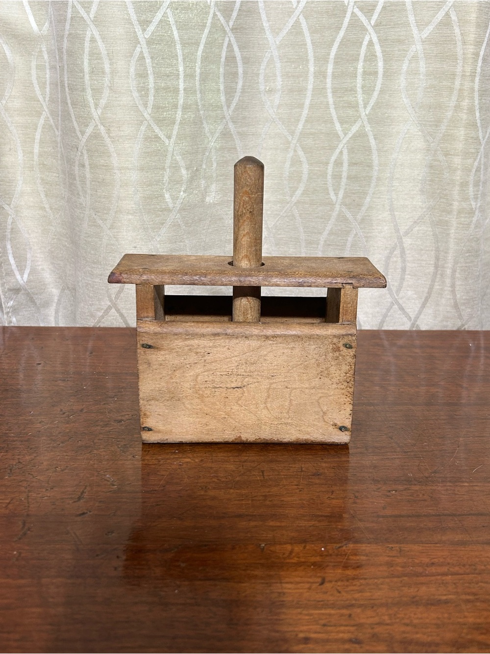 Antique Rustic Wooden Butter Mold — Natural Wood